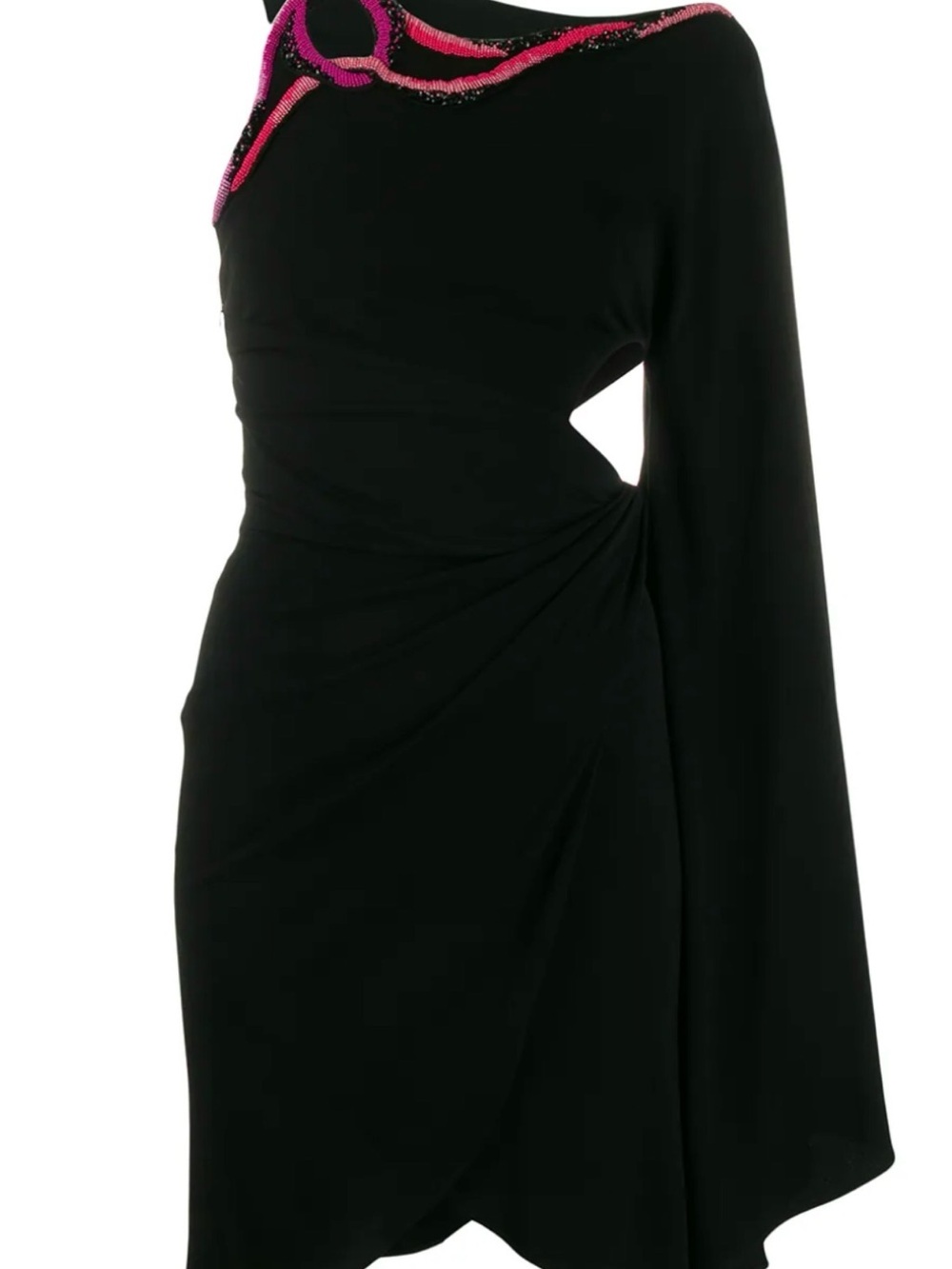 Emilio Pucci Black One-Shoulder Dress with Pink Trim